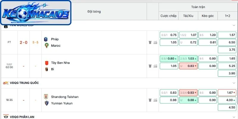Loại hình kết hợp cược phụ và odds