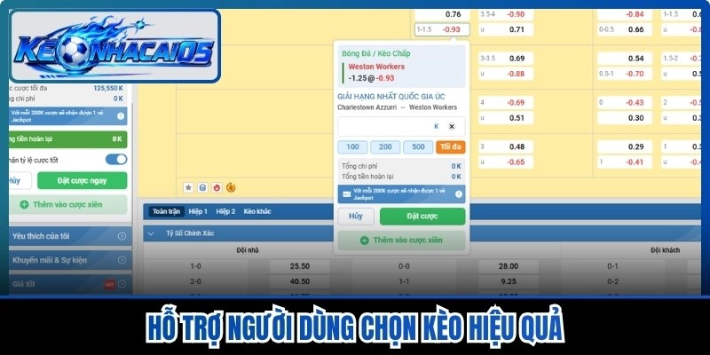 Hỗ trợ người dùng chọn kèo hiệu quả